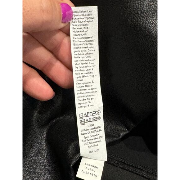 Spanx Leather-Like Combo Fitted Sheath Dress Luxe Black 20393R - Women’s M - Picture 5 of 11